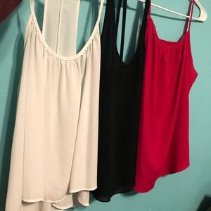 3 Large Silky(ish) Tank Tops
